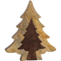 J-line - Boom Puzzel Hout Bruin/naturel Large - 30x26x3.5cm