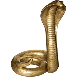 Atmosphera Home decoratie dier/slangen beeldje Cobra - goud kleurig - 36 x 25 cm - Beeldjes