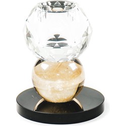 Housevitamin Crystal Candleholder - 6x6x8 cm- Clear/ Black