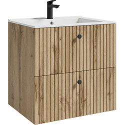 Badplaats Badkamermeubel Saros 60 x 45 cm - Eiken - Badmeubel met Wastafel