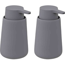 2x Stuks Zeeppompjes/zeepdispensers van keramiek - grijs - 250 ml - Zeeppompjes