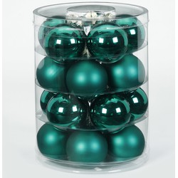 60x Donkergroene glazen kerstballen 6 cm glans en mat - Kerstbal