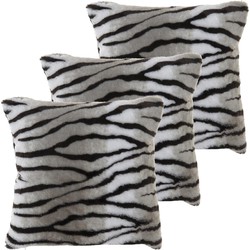 3x stuks woonkussens/sierkussens zebra strepen dierenprint 45 x 45 cm - Sierkussens