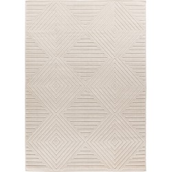 Viva Indoor & Outdoor - Laagpolig Japandi Buitenkleed - Effen - Vloerkleed Creme- 120x170 CM