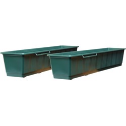 Set van 2x stuks plantenbakken donker groen rechthoekig 80 x 17,5 x 14,5 cm - Plantenbakken