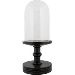 Clayre & Eef Glazen Stolp Ø 17x40 cm Zwart Hout Glas