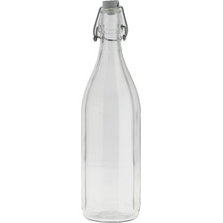Glazen fles transparant met beugeldop van 1 liter/1000 ml - Decoratieve flessen