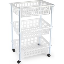 Opberg organiser trolleys/roltafels met 3 manden 62 cm in het transparant - Opberg trolley