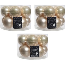 Kerstboomversiering licht parel/champagne kerstballen van glas 6 cm 30x stuks - Kerstbal