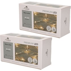 Set van 2x stuks kerstverlichting warm wit 40 lampjes 400 cm lichtsnoer met timer - Kerstverlichting kerstboom