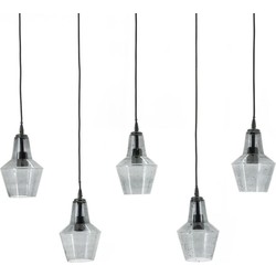 Hanglamp Orion Glas, 5-lamps - Zwart