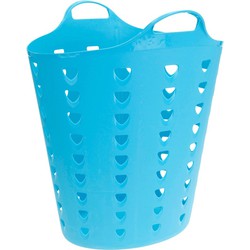 Flexibele wasmand - blauw - 60 liter - kunststof - 47 x 50 cm - Wasmanden