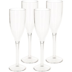 12x stuks onbreekbaar champagne/prosecco flute glas transparant kunststof 15 cl/150 ml - Champagneglazen
