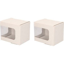 Kartonnen opbergdoosje met venster - 2x - 12 x 9 x 10 cm - verpakking - Opbergbox