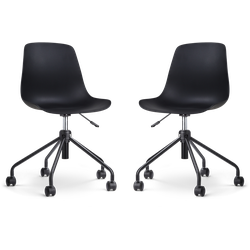 Nout-Pip bureaustoel zwart - zwart onderstel - set van 2