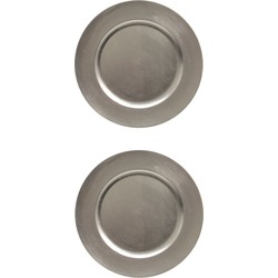 2x stuks diner borden/onderborden zilver glimmend 33 cm - Onderborden