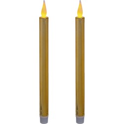 Feeric lights & Christmas LED dinerkaarsen - 2x - goud - 28x2 cm - LED kaarsen