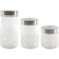 Set van 3x keuken voedsel opslag voorraadpotten glas in 3 formaten - Voorraadpot