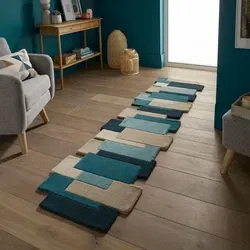 Loper Abstract Modern Stracto Collage - Organische Vorm - Petrol 60X230 Cm - 60 X 230 CM