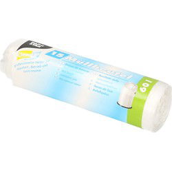 Afvalzakken/vuilniszakken - 15x st - 60 liter - transparant - Prullenbak zakken - Vuilniszakken
