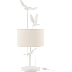 J-line - Tafellamp Vogels Poly Wit/beige - 30.5x30.5x79cm