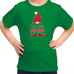 Bellatio Decorations kerst t-shirt voor meisjes - Schattigste Gnoom - groen - Kerst kabouter S (110-116) - kerst t-shirts kind