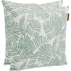 2x Stuks Bank/sier/tuin kussens voor binnen en buiten palm print 40 x 40 cm - tuinstoelkussens