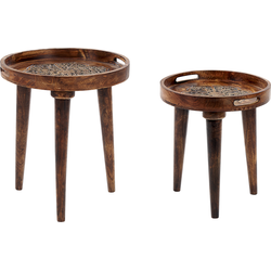 ASTAI - Bijzettafel set - Donkere houtkleur - Mangohout