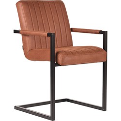 LABEL51 Eetkamerstoel Milo - Cognac - Microfiber - Black Frame