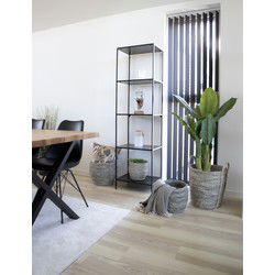 Wandkast Metaal Zwart - Melamine - 36x51x170cm - Kast Vita