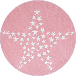 Kids Kinderkamer Rond Roze vloerkleed - Ster - 160 X 160 CM