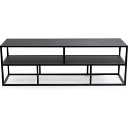 Stalux Tv-meubel 'Luuk' 150cm, kleur zwart / zwart marmer
