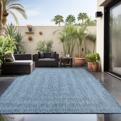 Skanda Home Outdoor - Binnen en Buiten Vloerkleed - Uni Design - Blauw - Tapijt voor Tuin Terras Balkon- 80x250 CM