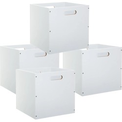 Set van 4x stuks opbergmand/kastmand 29 liter wit van hout 31 x 31 x 31 cm - Opbergmanden