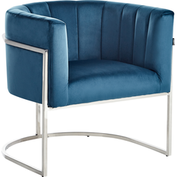 Beliani LARVIK - Fauteuil-Blauw-Fluweel