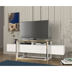 TV Meubel Bianco Wit Goud Melamine 160x49,8x46,1 cm