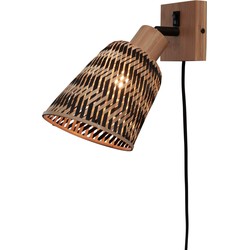 Wandlamp Java - Bamboe Naturel/Zwart - Ø15cm