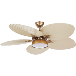 Beliani BORMEJO - Plafondlamp met ventilator-Beige-IJzer, Synthetisch materiaal