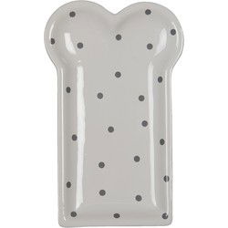 Clayre & Eef Ontbijtbord  10x17 cm Wit Keramiek Stippen Bord