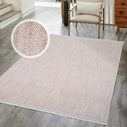 Clasico Vloerkleed Woonkamer Laagpolig Roze Tapijt- 200x290 CM