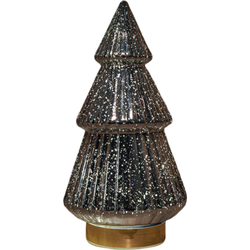 Kerstboompje glas 10led op batterij met timer 28.5x15 cm metallic antraciet