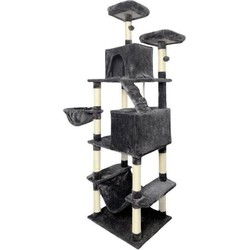 TAYLOR Krabpaal - 60 x 50 x 206 cm - Donkergrijs - 2 platforms, 1 zitstok, 2 hutten, 1 hangmat