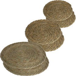 6x stuks Pannen onderzetters van zeegras rond 20 en 32 en 36 cm - Panonderzetters