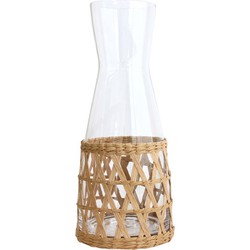 HK-living karaf glas rieten handvat 10x10x25cm