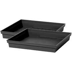 Bloempot onderschaal - 2x - antraciet - kunststof - L33 x B33 x H5 cm - Plantenpotten