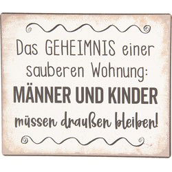 Clayre & Eef Tekstbord  15x13 cm Wit Zwart Metaal Rechthoek Wandbord