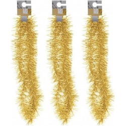 3x Gouden folieslingers fijn 180 cm - Kerstslingers