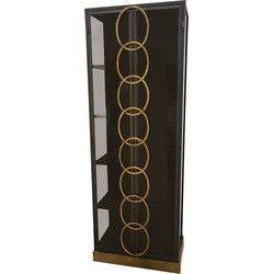 PTMD Riho Black metal cabinet high smoky glass doors