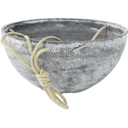 Hangende bloempot/plantenpot schaal van gerecycled kunststof betongrijs D35 en H17 cm - Plantenpotten