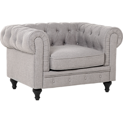 Beliani CHESTERFIELD - Fauteuil-Grijs-Polyester